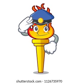 Police torch character cartoon style