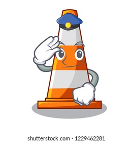 Police traffic cone on road cartoon shape