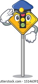 Police traffic light ahead on the cartoon