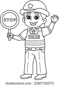 Police Traffic Officer Isolated Coloring Page 