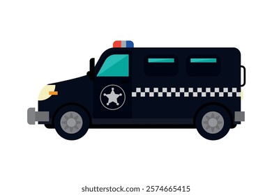 police truck armored side view isolated icon