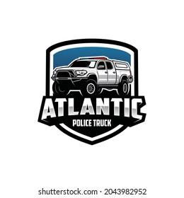 police truck - police car - suv car isolated logo vector