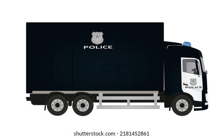 Police truck isolated. vector illustration