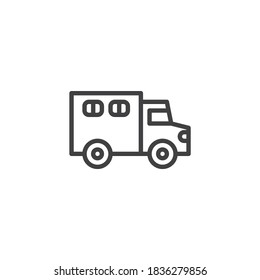 Police truck line icon. linear style sign for mobile concept and web design. Paddy wagon outline vector icon. Symbol, logo illustration. Vector graphics