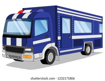 Police truck. Vector illustration. Isolated on white background.