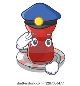 Police trukish tea in the cartoon form