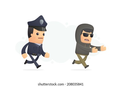 police trying to catch a criminal. conceptual illustration