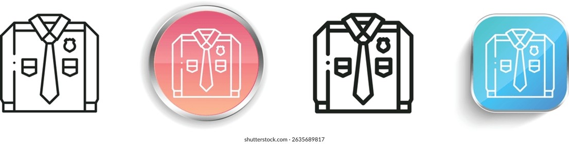police uniform icon. Thin Linear, Regular and Button Style Design Isolated On White Background