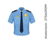 Police uniform shirt flat vector illustration on white background