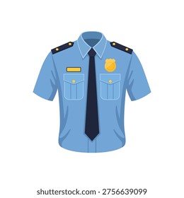 Police uniform shirt flat vector illustration on white background