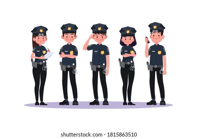 Policía con uniforme. policía, policía, policía. ilustración vectorial.
