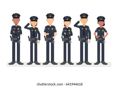 Police in uniform.police man and police woman,cops. vector illustration.