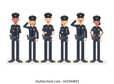 Police in uniform.police man and police woman,cops. vector illustration.