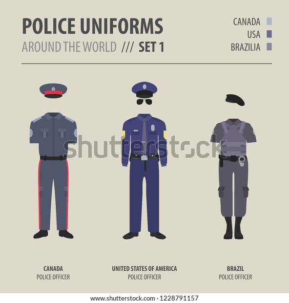 Police Uniforms Around World Suit Clothing Stock Vector (Royalty Free ...