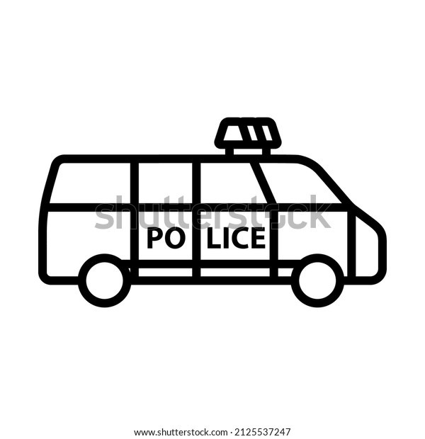 Police Van Icon. Bold outline design with\
editable stroke width. Vector\
Illustration.