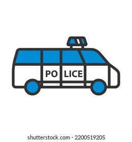 Police Van Icon. Editable Bold Outline With Color Fill Design. Vector Illustration.