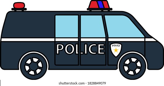 Police Van Icon. Editable Outline With Color Fill Design. Vector Illustration.