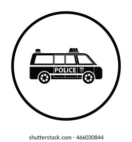 Police van icon. Thin circle design. Vector illustration.