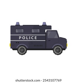 Police van illustrated on white background