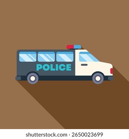 Police van is parking with its siren lights flashing