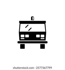 Police Van, Special Forces Minibus Solid Flat Vector Icon Isolated on White Background.