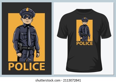 Police. Vector graphic, typographic, poster, label, badge, logo, icon or t-shirt
