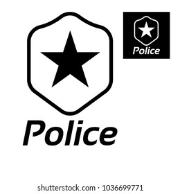 police vector icon. Black icon isolated on white background. Star and coat of arms
