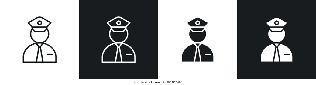 Police vector icon set in black and white