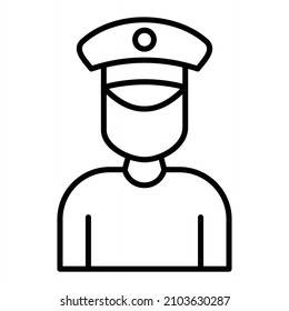 Police Vector Outline Icon Isolated On White Background
