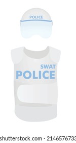 Police vest and helmet. vector