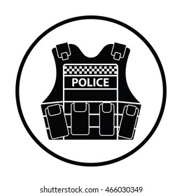 Police vest icon. Thin circle design. Vector illustration.