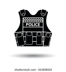 Police vest icon. White background with shadow design. Vector illustration.