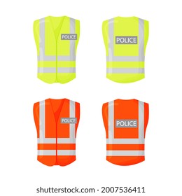 Police vest. Reflective safety vest. Vector isolated. Vector illustration