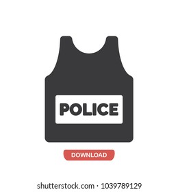 Police vest vector icon