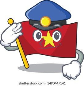 Police vietnam flag in the cartoon shape