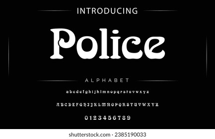 Tipo de letra decorativa de la vendimia policial. Diseño de letras en estilo retro con etiqueta. Perfecto para etiquetas alcohólicas, logotipos, tiendas y muchas otras.