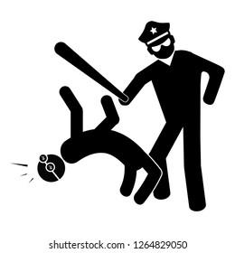 Police Violence Icon (pictogram). Flat Vector Design On Isolated Background.