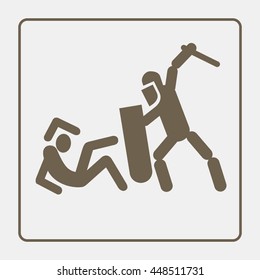 Police Violence Icon (pictogram). Flat Vector Design On Isolated Background.