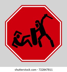 Police violence stop sign. EPS 8 vector with separated graphic elements.