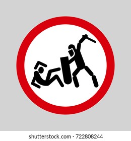 Police Violence Warning Sign. Separated Elements, EPS 8 Vector.