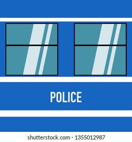 police wagon in flat design blue and white