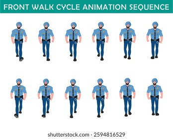 Police walk cycle animation sequence, Frame by frame animation of police officer walk.