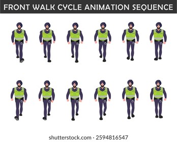 Police walk cycle animation sequence, Frame by frame animation of police officer walk.