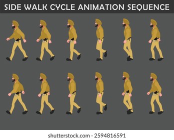 Police walk cycle animation sequence, Frame by frame animation of police officer walk.