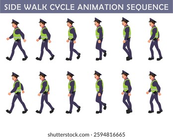 Police walk cycle animation sequence, Frame by frame animation of police officer walk.