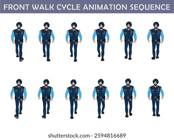 Police walk cycle animation sequence, Frame by frame animation of police officer walk.