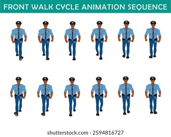 Police walk cycle animation sequence, Frame by frame animation of police officer walk.