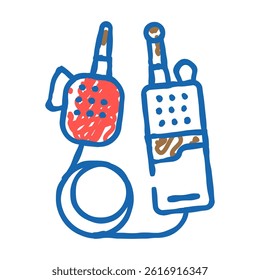 police walkie talkie crime doodle icon sketch vector. police walkie talkie crime sign. isolated symbol illustration