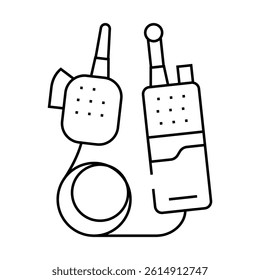 police walkie talkie crime line icon vector. police walkie talkie crime sign. isolated contour symbol black illustration