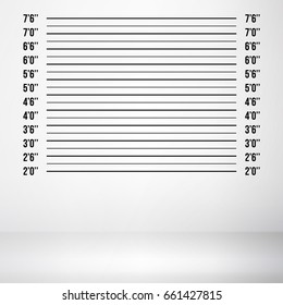 Police Wall Lineup Metrical Imperial. Prison Background Template. Vector Illustration
